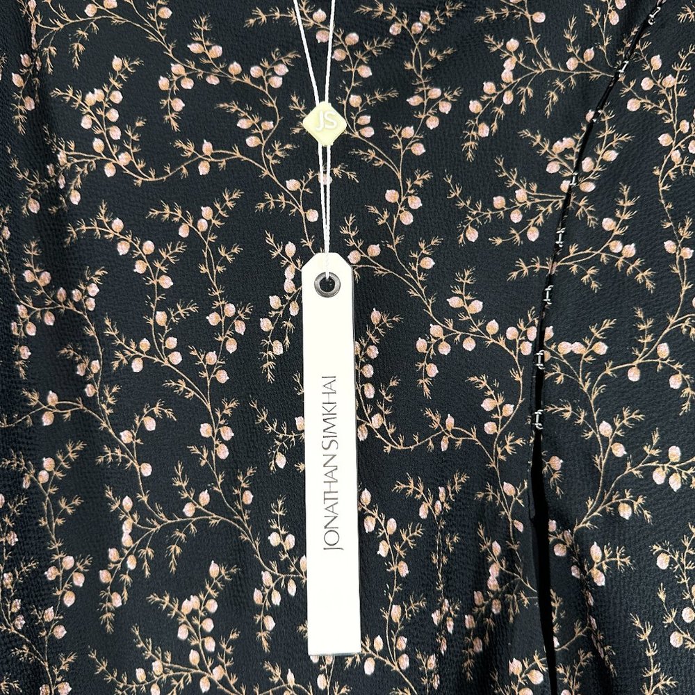 Jonathan Simkhai Black Silk Handerkerchief Floral Print Midi Skirt - Picture 6 of 10